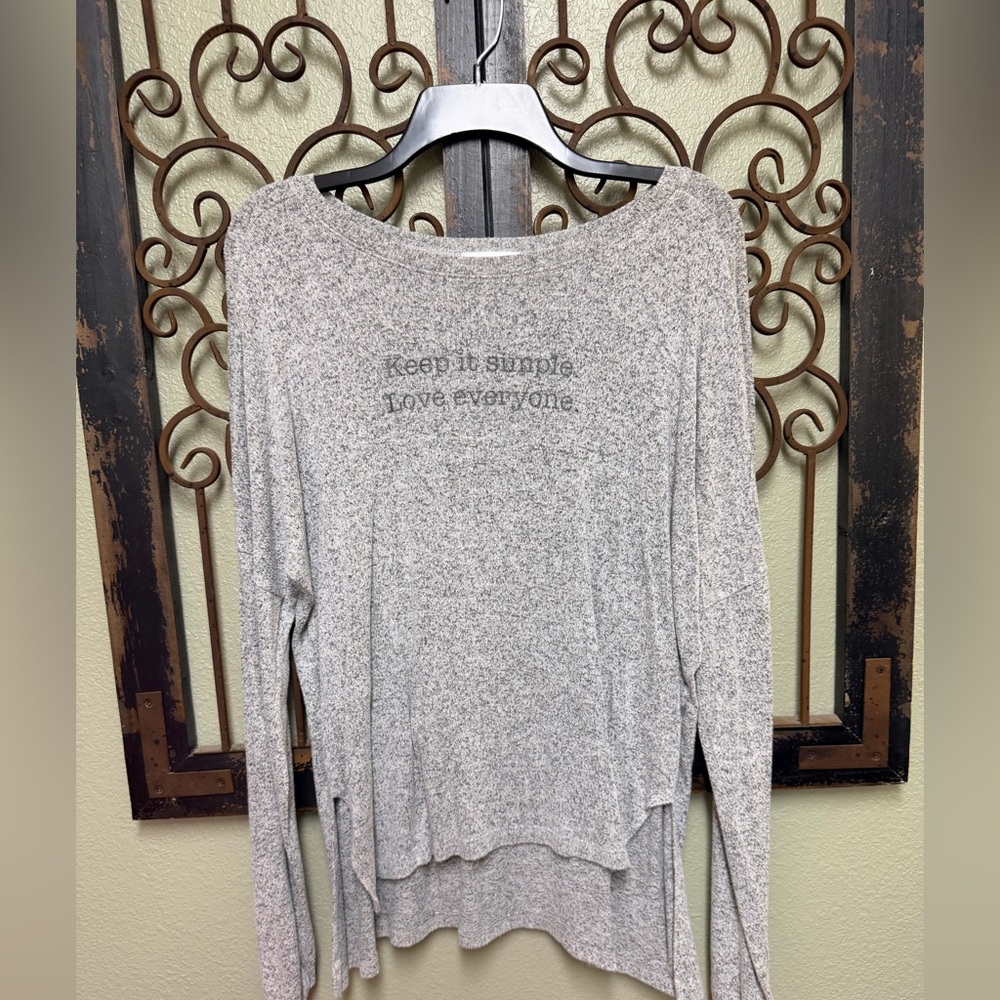 NOTW Gray Long Sleeve Top with Text